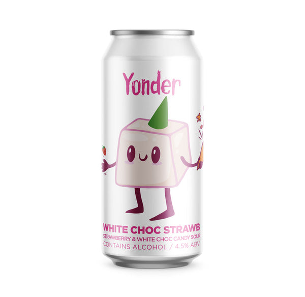 Yonder White Chocolate Strawb Strawberry and White Chocolate Candy Sour 440ml 4.5%